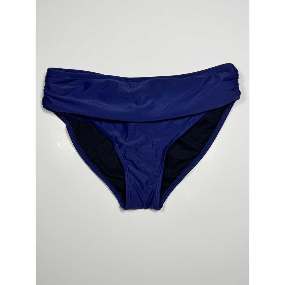 Shekini High Waisted Bottom Womens Small Navy Blue Ruched Side High Cut Swimwear